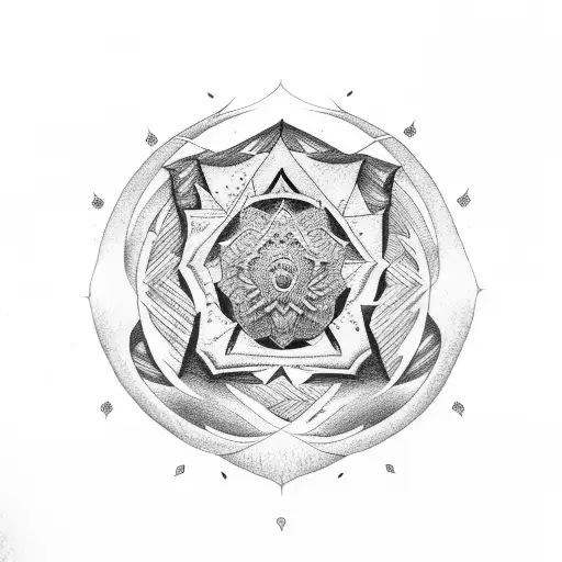 Mongolian mountain and edelweiss tattoo design idea