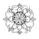 Mongolian mountain and edelweiss tattoo design idea