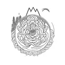 Mongolian mountain and edelweiss tattoo design idea