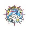 Mongolian mountain and edelweiss tattoo design idea