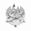 Mongolian mountain and edelweiss tattoo design idea