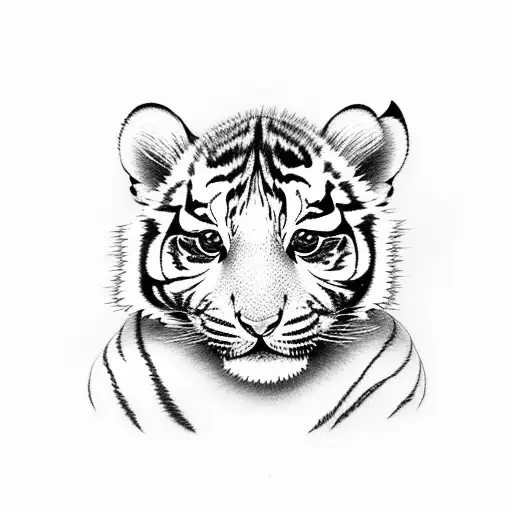 tiger cub, adorable, small tattoo design idea