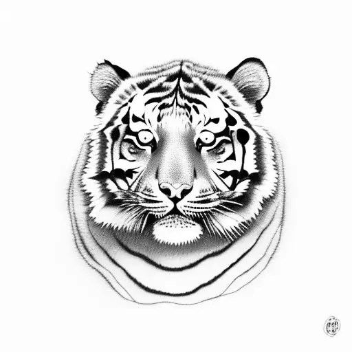 tiger cub, adorable, clouds tattoo design idea
