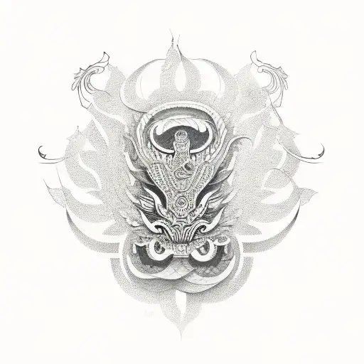 asian style, tattoo, feathered serpent, lotus tattoo design idea