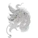 oriental style, asian style, tattoo, colored tattoo, feathered serpent, lotus tattoo design idea