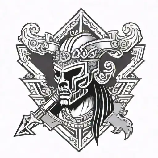A tattoo design of the Las Vegas Raiders logo reimagined as a video game character tattoo design idea
