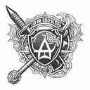 A tattoo design of the Las Vegas Raiders logo reimagined as a video game character tattoo design idea