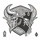 A tattoo design of the Las Vegas Raiders logo reimagined as a video game character tattoo design idea