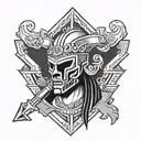 A tattoo design of the Las Vegas Raiders logo reimagined as a video game character tattoo design idea