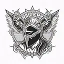 A tattoo design of the Las Vegas Raiders logo reimagined as a video game character tattoo design idea