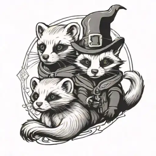 two ferret wizards sleeve tattoo design idea