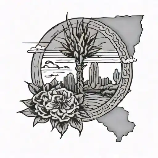 outline of Arizona with the ASU pitchfork over it  tattoo design idea