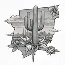 outline of Arizona with the ASU pitchfork over it  tattoo design idea