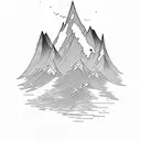 mountain peak, alpine tree ocean wave  tattoo design idea
