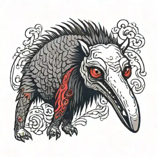 scary anteater with red eyes  tattoo design idea