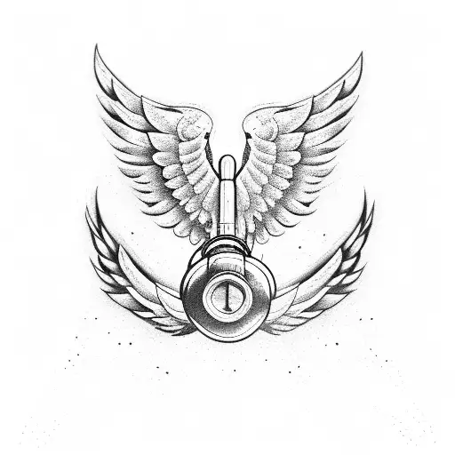 Dumbbells with wings tattoo design idea