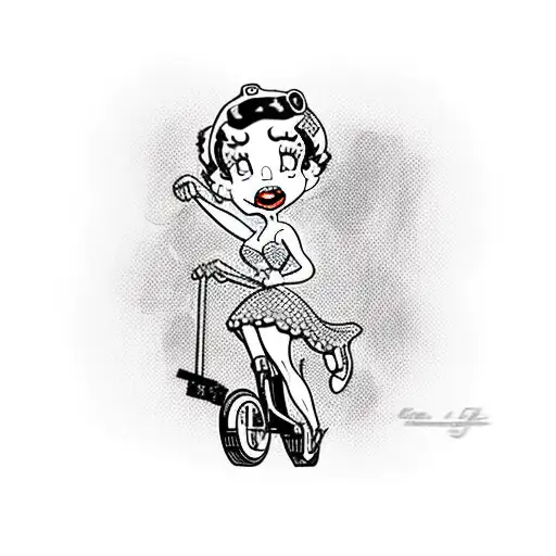 Betty boop riding a Harley in vegas tattoo design idea
