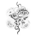 clouds and lightning with a snake and rose tattoo design idea