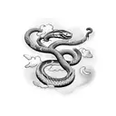 clouds and lightning with a snake and rose tattoo design idea