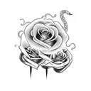 clouds and lightning with a snake and rose tattoo design idea