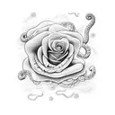 clouds and lightning with a snake and rose tattoo design idea