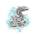 clouds and lightning with a snake and rose tattoo design idea