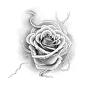 clouds and lightning with a snake and rose tattoo design idea