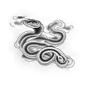 snake, roses and clouds with lightning  tattoo design idea