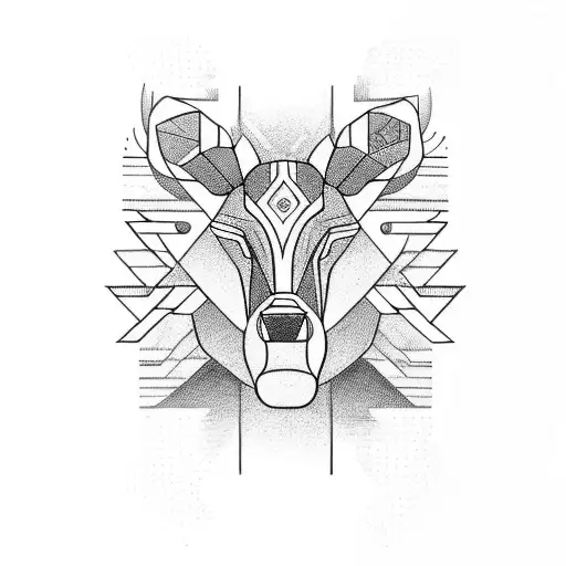 4 animal heads, two looking to the left and two looking to the right, in the shape of a totem tattoo design idea