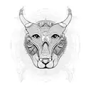 4 animal heads, two looking to the left and two looking to the right, in the shape of a totem tattoo design idea