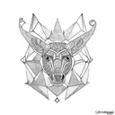 4 animal heads, two looking to the left and two looking to the right, in the shape of a totem tattoo design idea