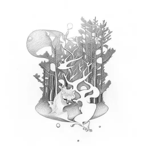Forest with the words Zoe, Izzy, and X. tattoo design idea