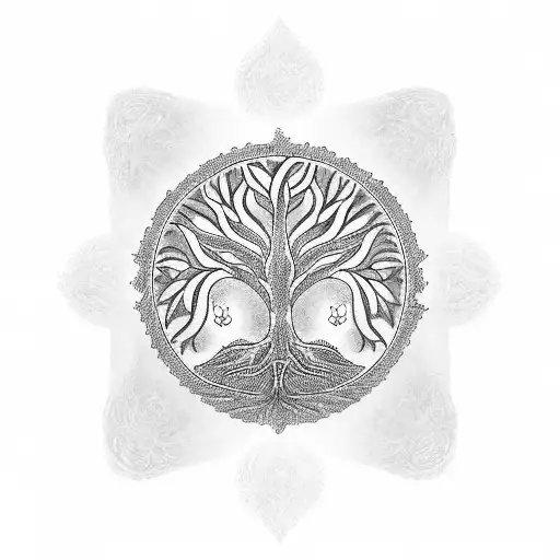 Tree of Life with names of 3 children tattoo design idea