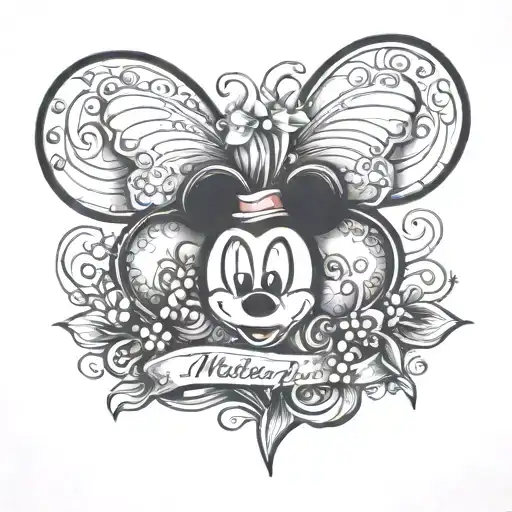 parents birthdays on mickey mouse ears tattoo design idea
