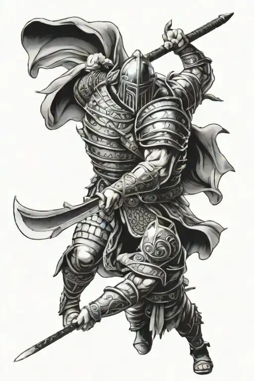 gladiator Viking and samurai fighting sleave tattoo tattoo design idea