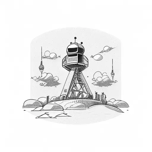 radio tower with Tennessee Volunteers logo tattoo design idea