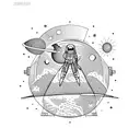 astronomy with one astronaut rising tattoo design idea