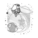 astronomy with one astronaut rising tattoo design idea