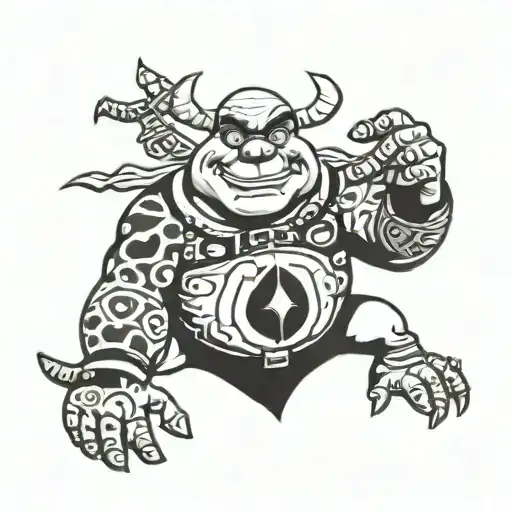 shrek holding steak tattoo design idea