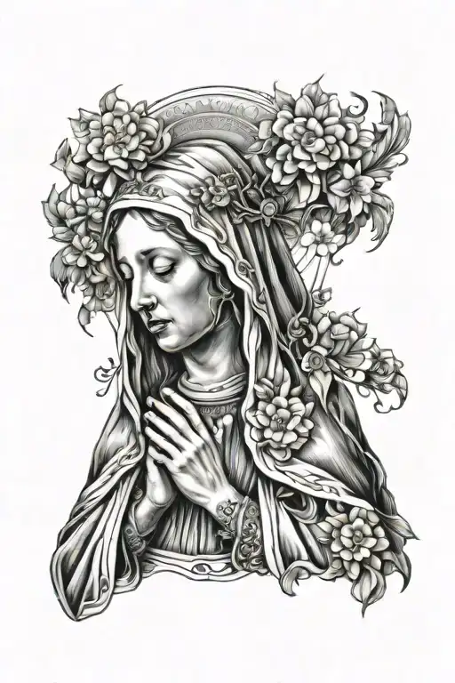Virgin Mary crying tattoo design idea