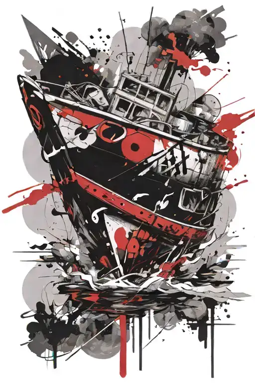 abstract row boat tattoo design idea