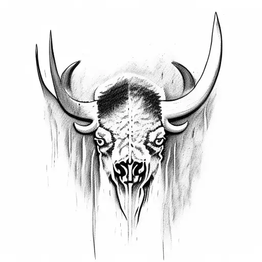 bison skull tattoo design idea