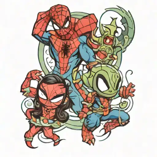 stich Spider-Man and Moana   tattoo design idea