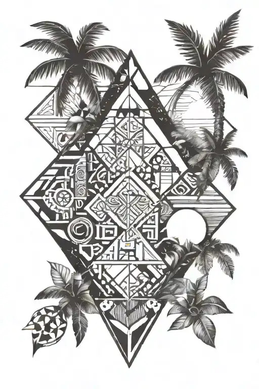 Geometric tattoo featuring pacific island themes tattoo design idea
