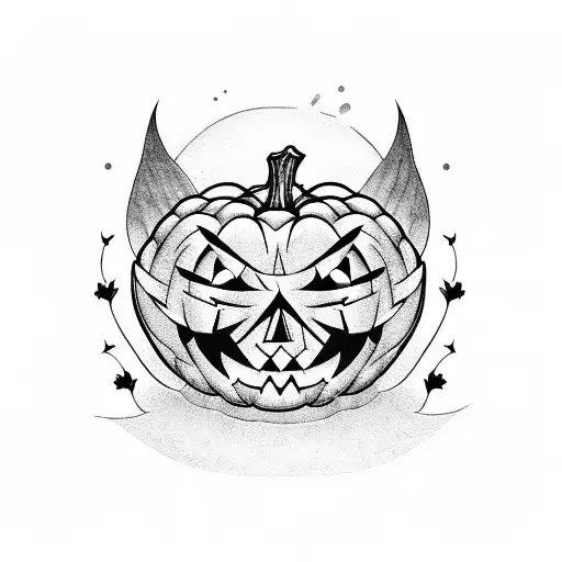 tattoo and t shirt design black and white hand drawn monster pumpkin  engraving ornament Stock Vector | Adobe Stock