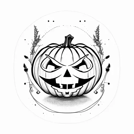 scarecrow with pumpkin head tattoo design idea