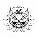 scarecrow with pumpkin head tattoo design idea