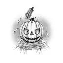 scarecrow with pumpkin head tattoo design idea