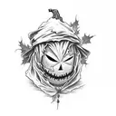 scarecrow with pumpkin head tattoo design idea