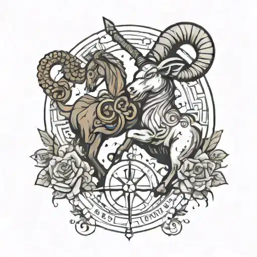 A tattoo with the zodiac signs Aries and Sagittarius  tattoo design idea